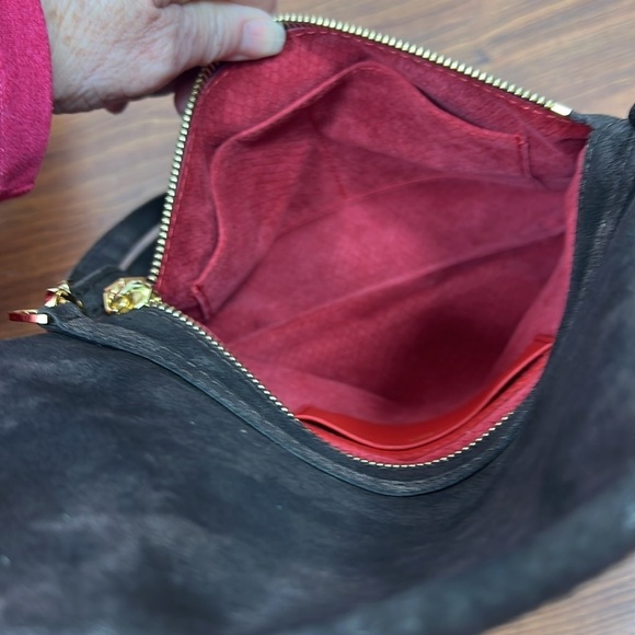 Hammitt  Brown Suede Crossbody Gold Tone Hardware Red Interior EUC - Picture 8 of 16